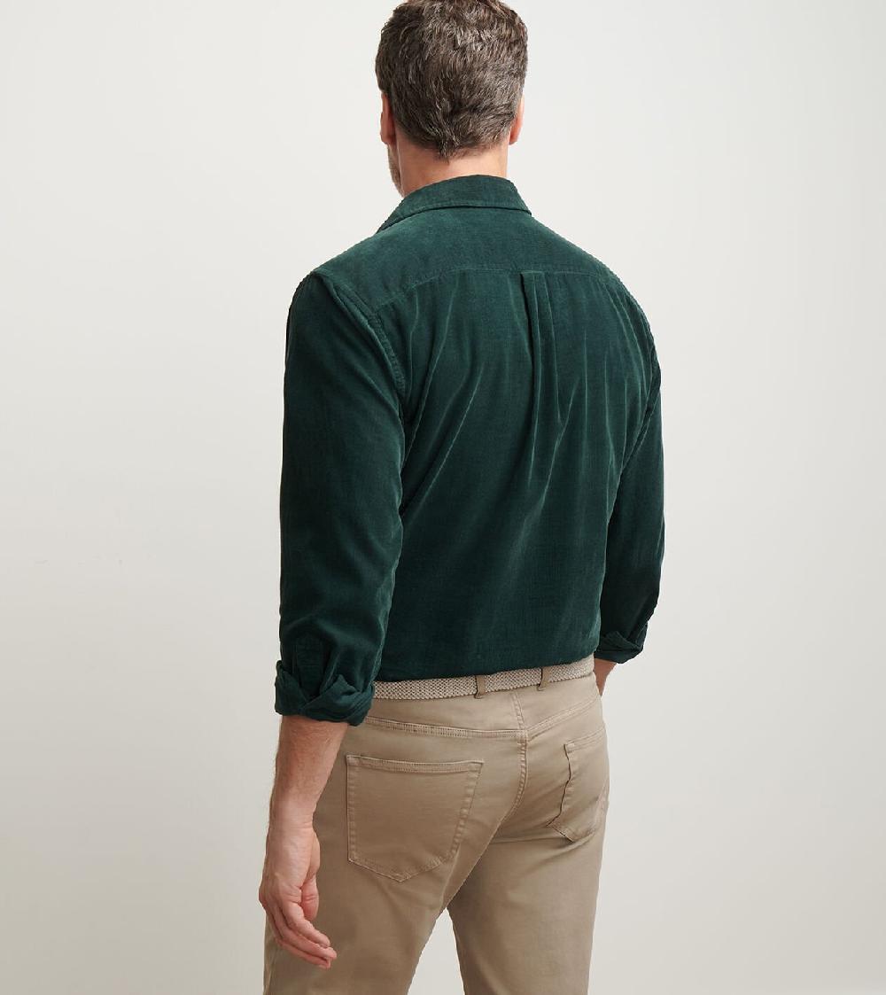 Peter Millar Aspen Cotton Cashmere Corduroy Sport Shirt DEEP VERDANT