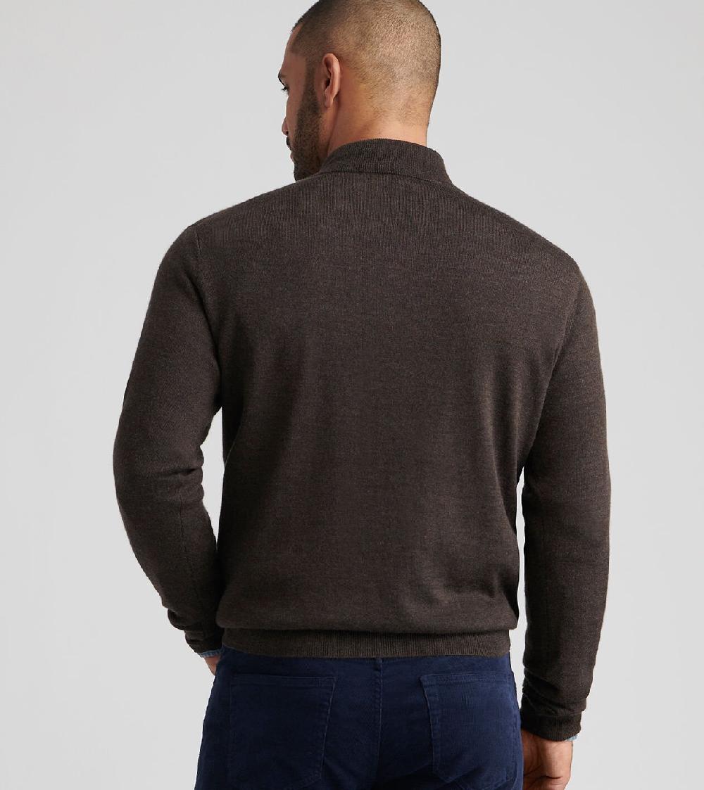 Peter Millar Autumn Crest Suede Trim Quarter-Zip FRENCH PRESS