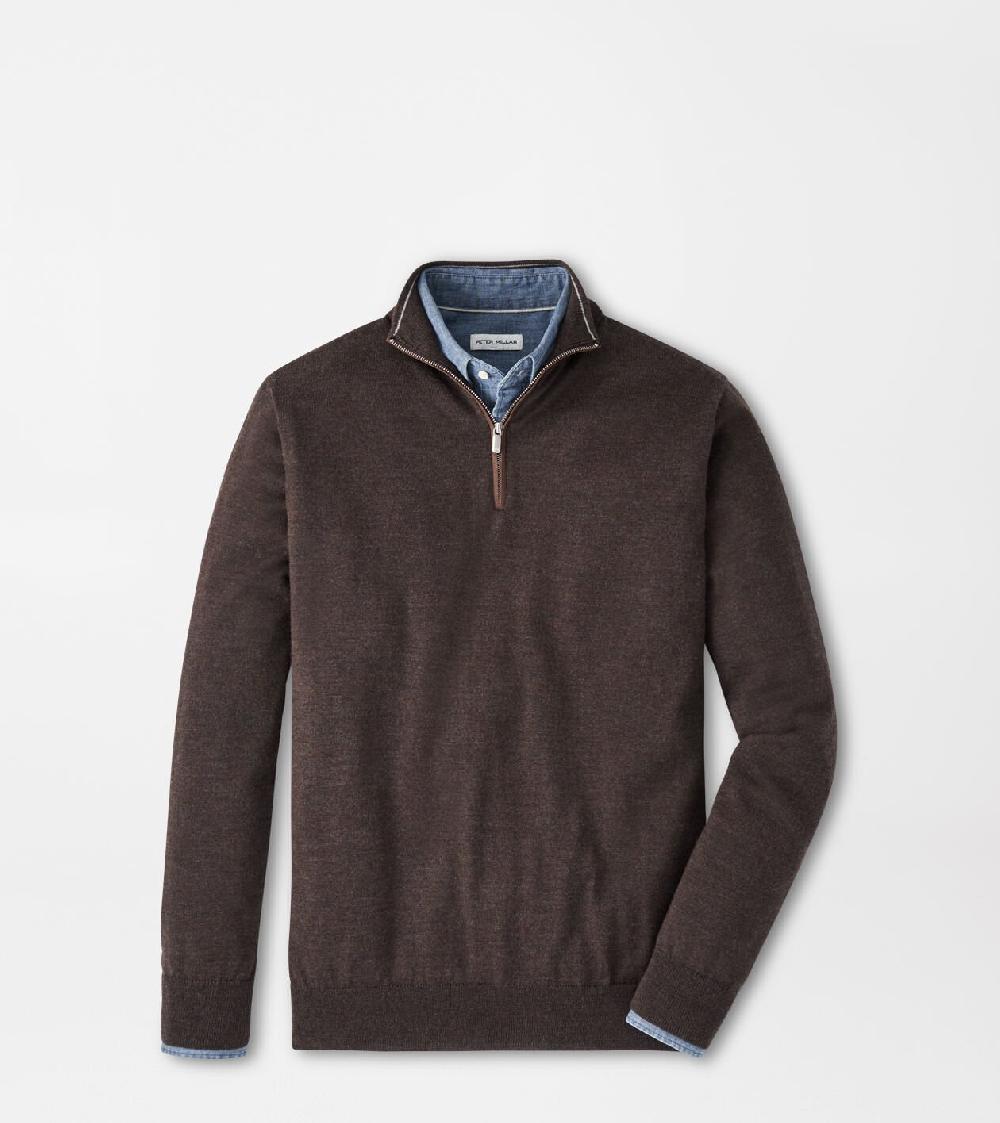 peter millar Autumn Crest Suede Trim Quarter-Zip FRENCH PRESS