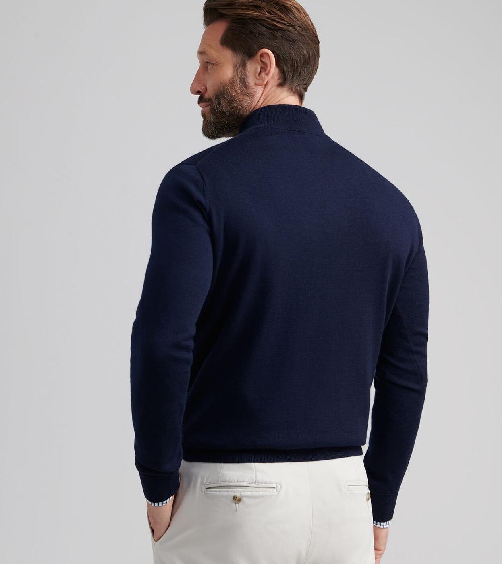 Peter Millar Autumn Crest Suede Trim Quarter-Zip Navy
