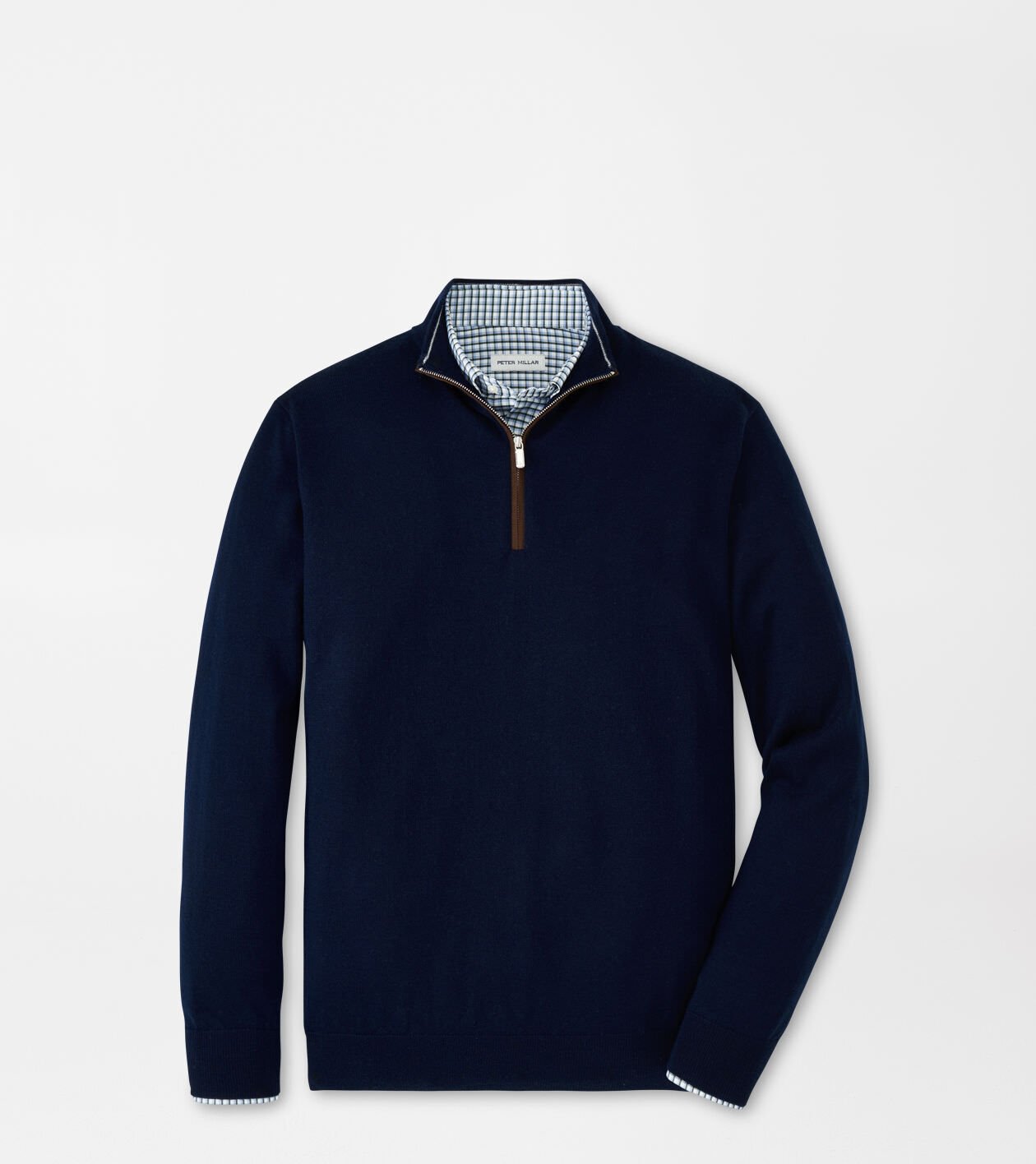 peter millar Autumn Crest Suede Trim Quarter-Zip Navy