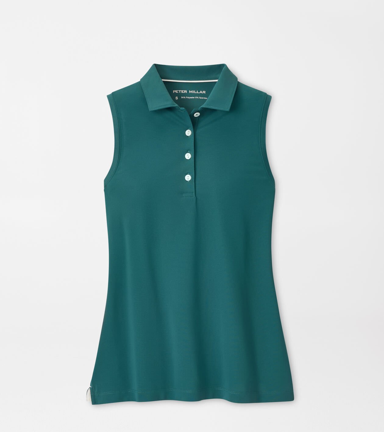 peter millar Banded Sport Mesh Sleeveless Button Polo DEEP JADE