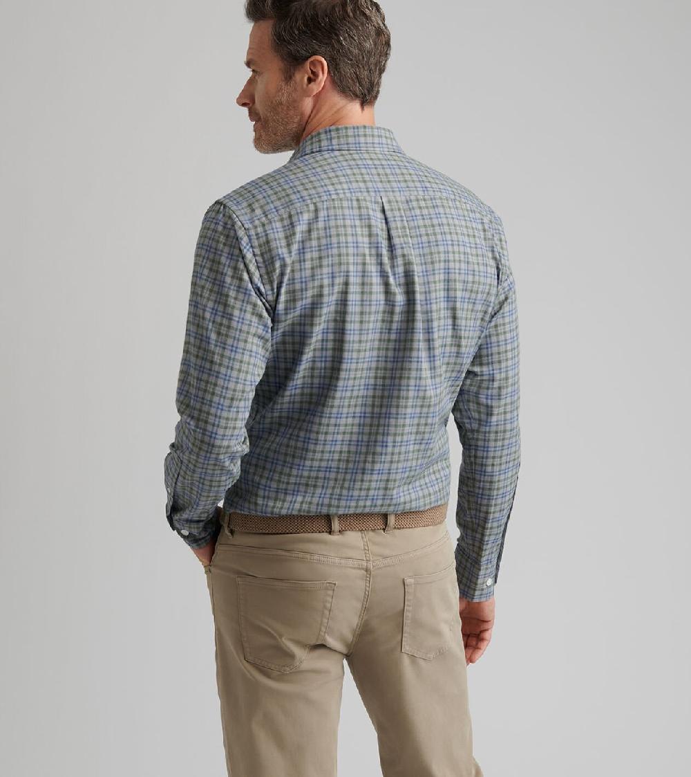 Peter Millar Bar Harbor Performance Flannel Sport Shirt British Grey