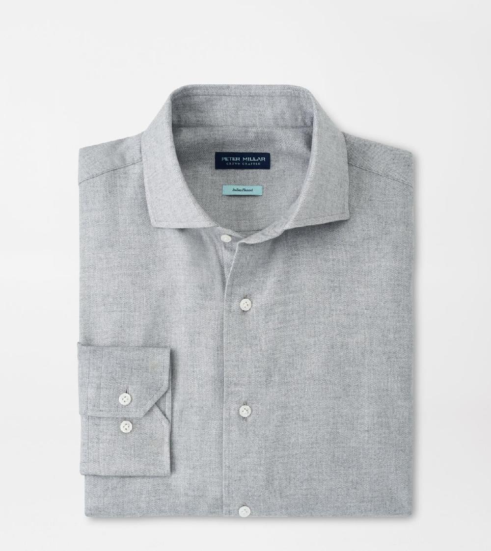 peter millar Brixen Italian Flannel Sport Shirt Gale Grey