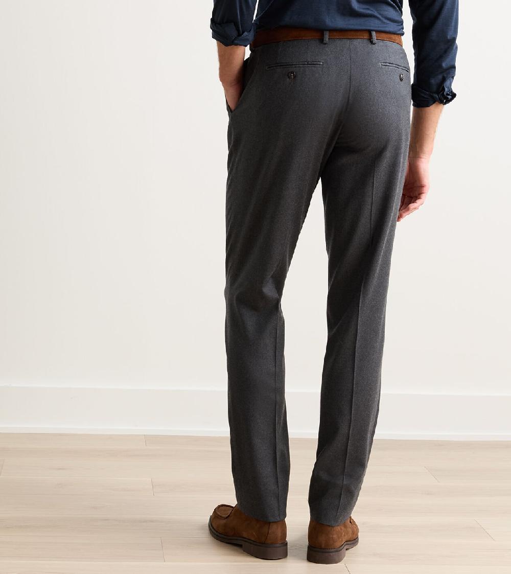 Peter Millar Byron Cashmere-Merino Flat Front Trouser Charcoal