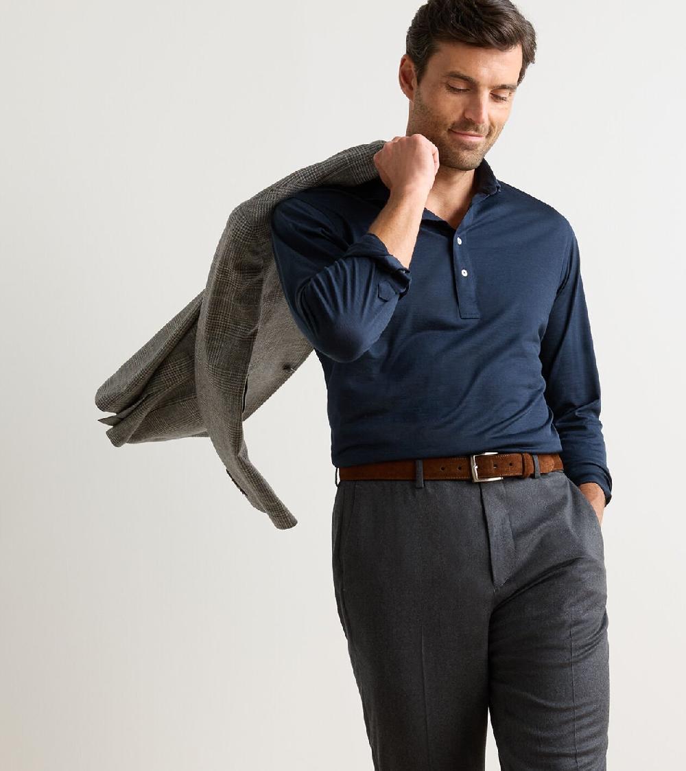Peter Millar Byron Cashmere-Merino Flat Front Trouser Charcoal