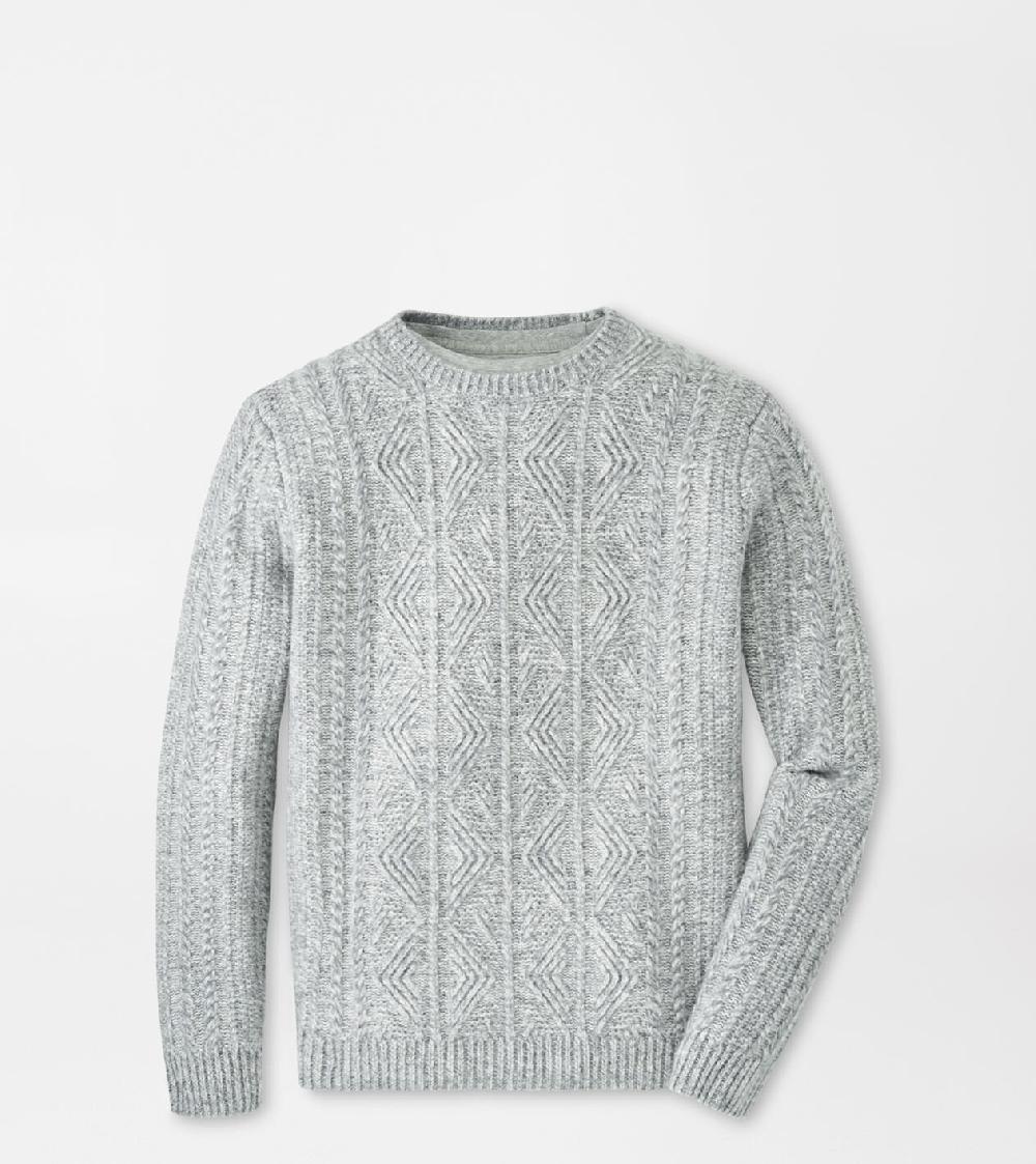 peter millar Callum Cable Crewneck Sweater Gale Grey