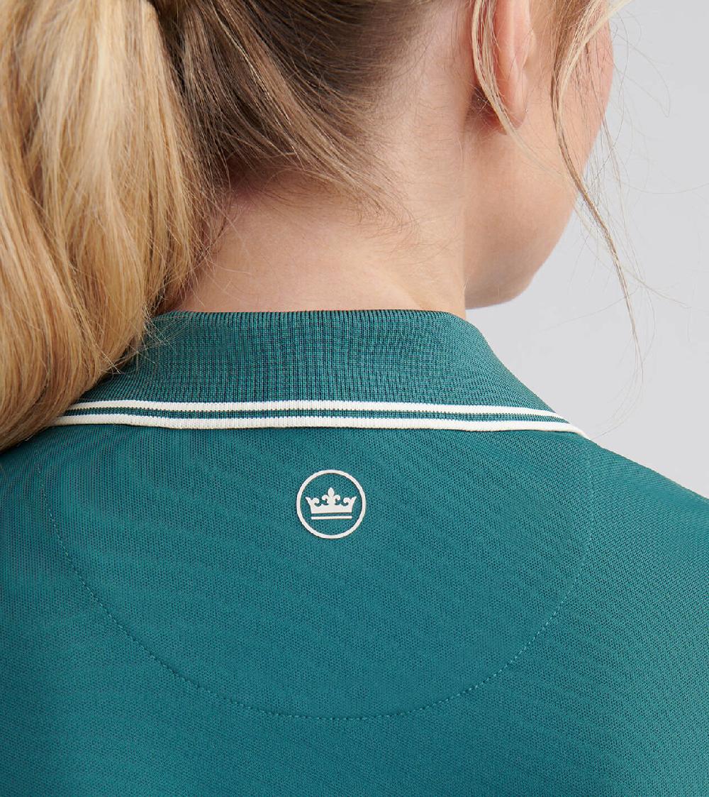 Peter Millar Canterbury Tipped Sport Mesh Short-Sleeve Polo DEEP JADE / IVORY