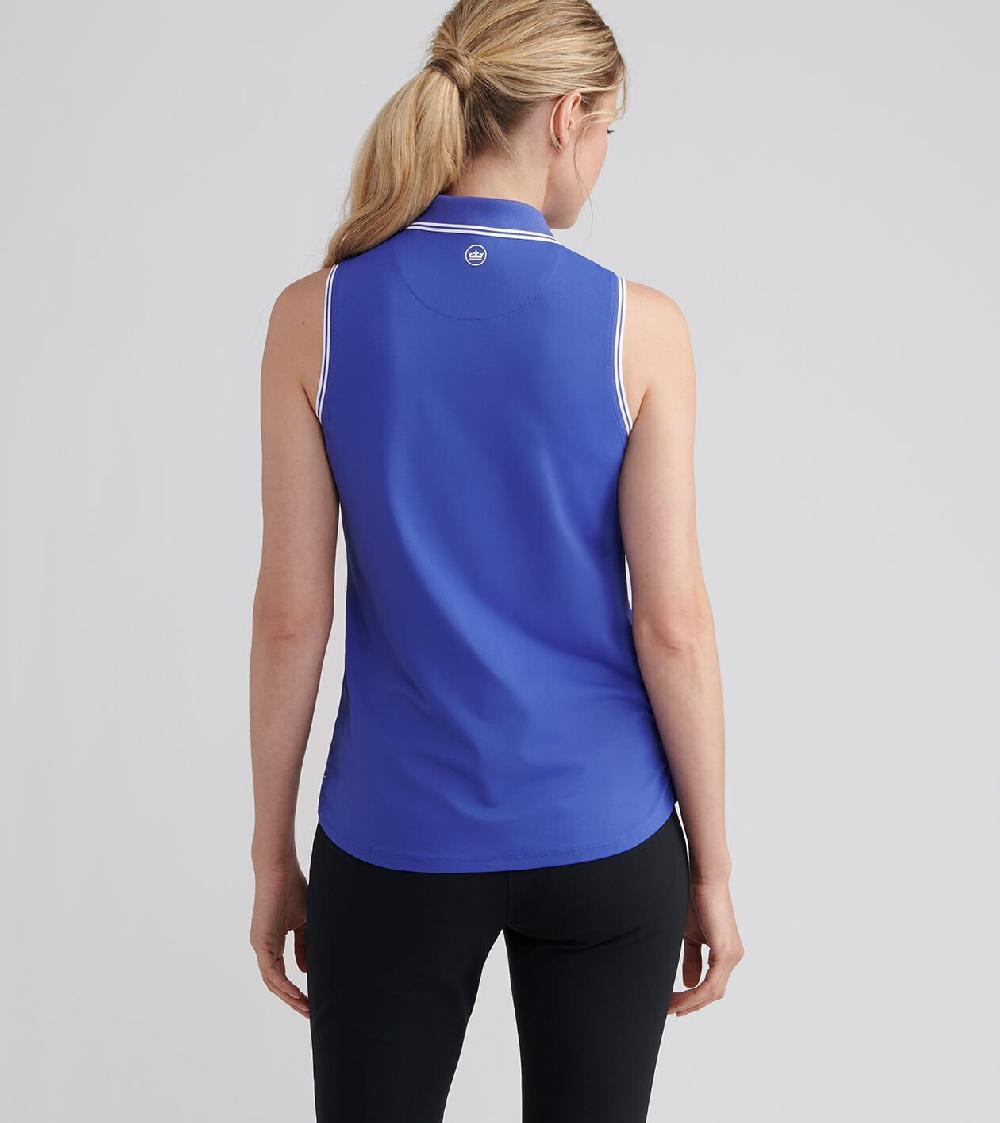 Peter Millar Canterbury Tipped Sport Mesh Sleeveless Polo PACIFIC BLUE/WHITE