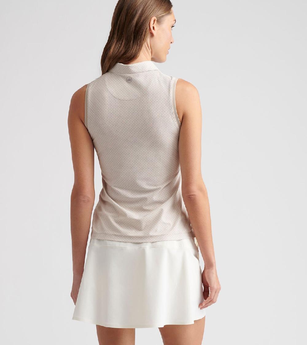 Peter Millar Casa Capri Banded Sport Mesh Sleeveless Button Polo PEBBLE