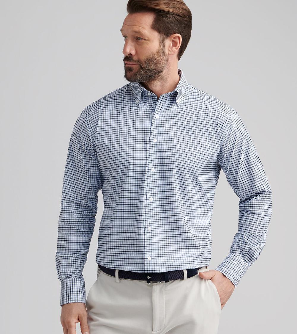 Peter Millar Cashiers Performance Twill Sport Shirt DEEP VERDANT
