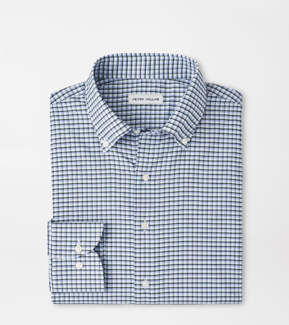 peter millar Cashiers Performance Twill Sport Shirt DEEP VERDANT
