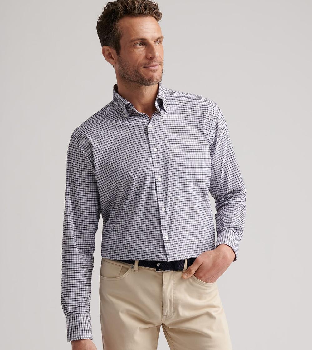 Peter Millar Cashiers Performance Twill Sport Shirt Navy