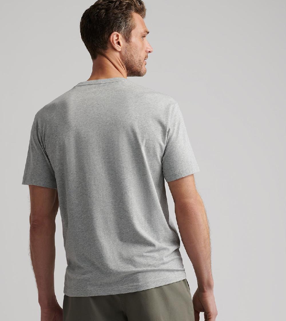 Peter Millar Crown Comfort Heathered Short-Sleeve Pocket Tee Coastal Grey