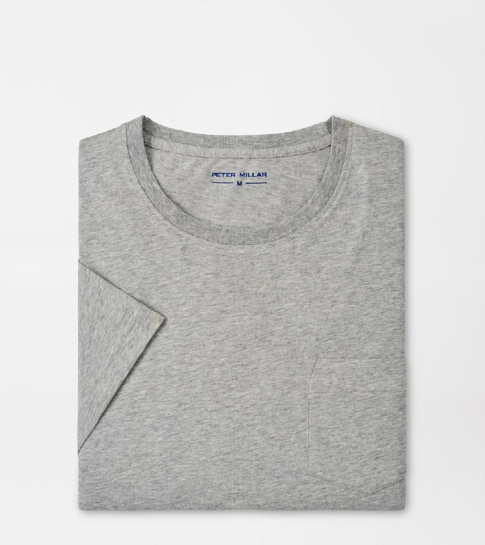 peter millar Crown Comfort Heathered Short-Sleeve Pocket Tee Coastal Grey