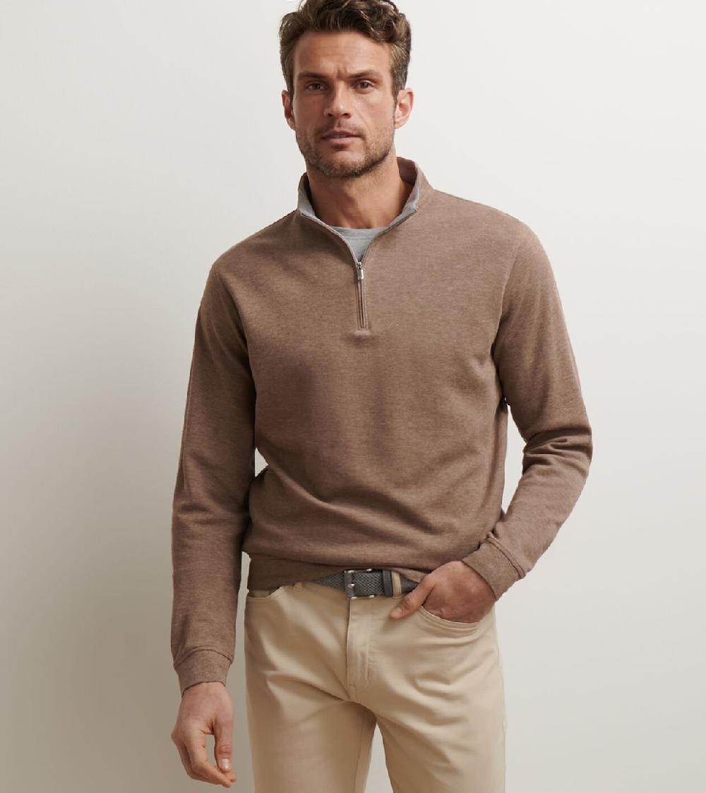 Peter Millar Crown Comfort Quarter-Zip Pullover POPLAR BROWN