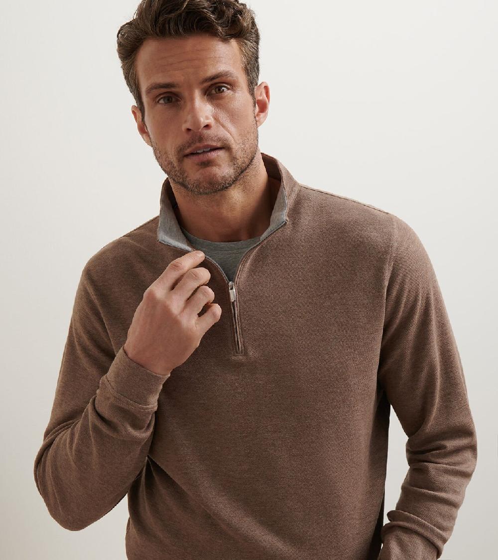 Peter Millar Crown Comfort Quarter-Zip Pullover POPLAR BROWN