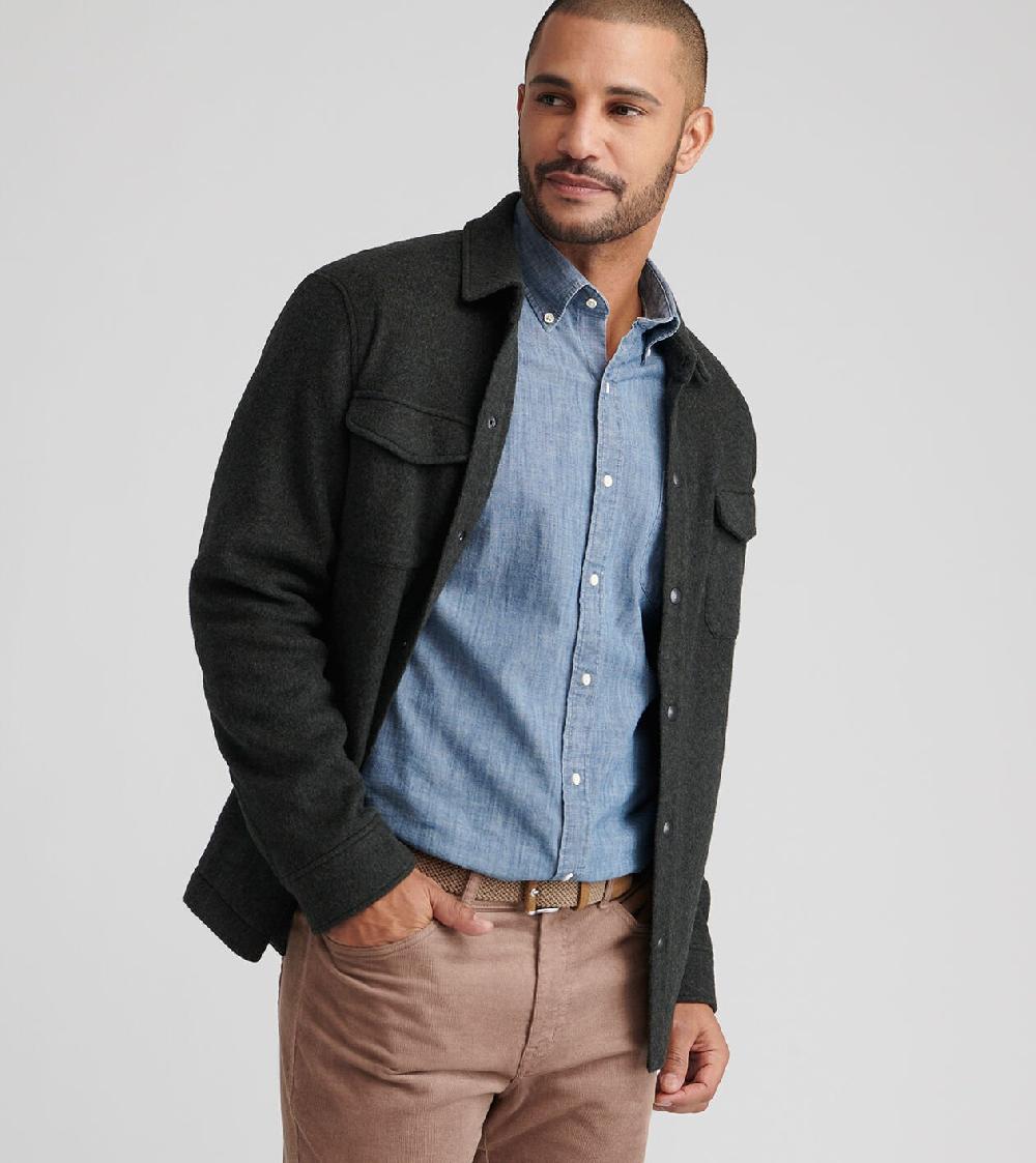 Peter Millar Crown Flex Merino Shirt Jacket Dark Olive