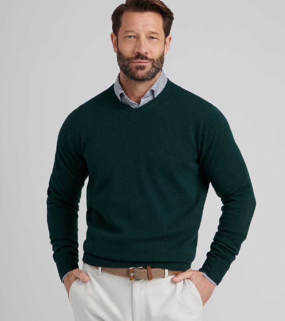 Peter Millar Crown Heritage Cashmere V-Neck Sweater BALSAM