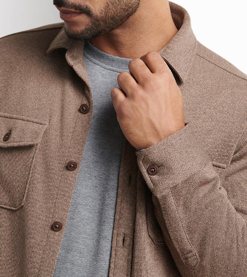 Peter Millar Crown Sweater Fleece Shirt Jacket POPLAR BROWN