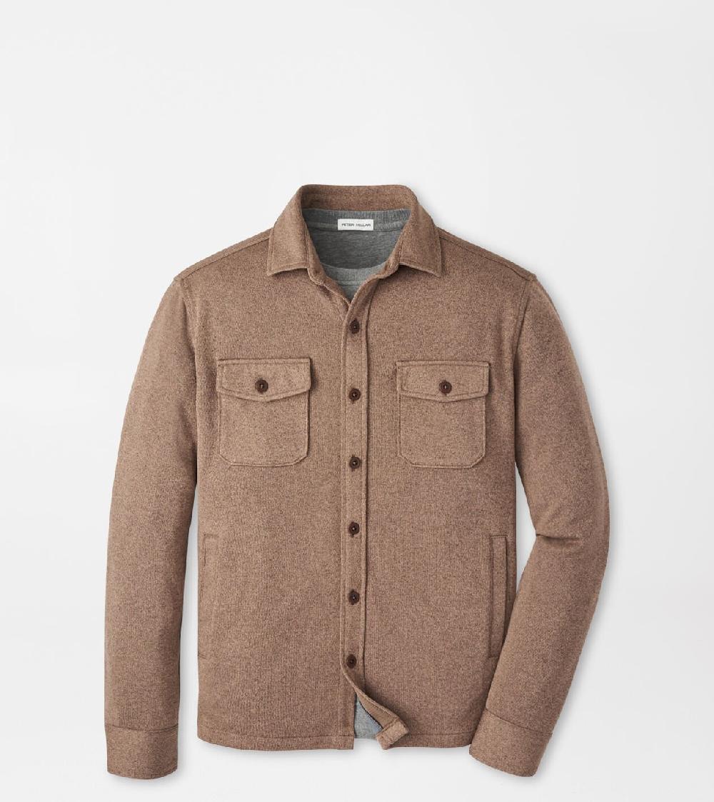 peter millar Crown Sweater Fleece Shirt Jacket POPLAR BROWN
