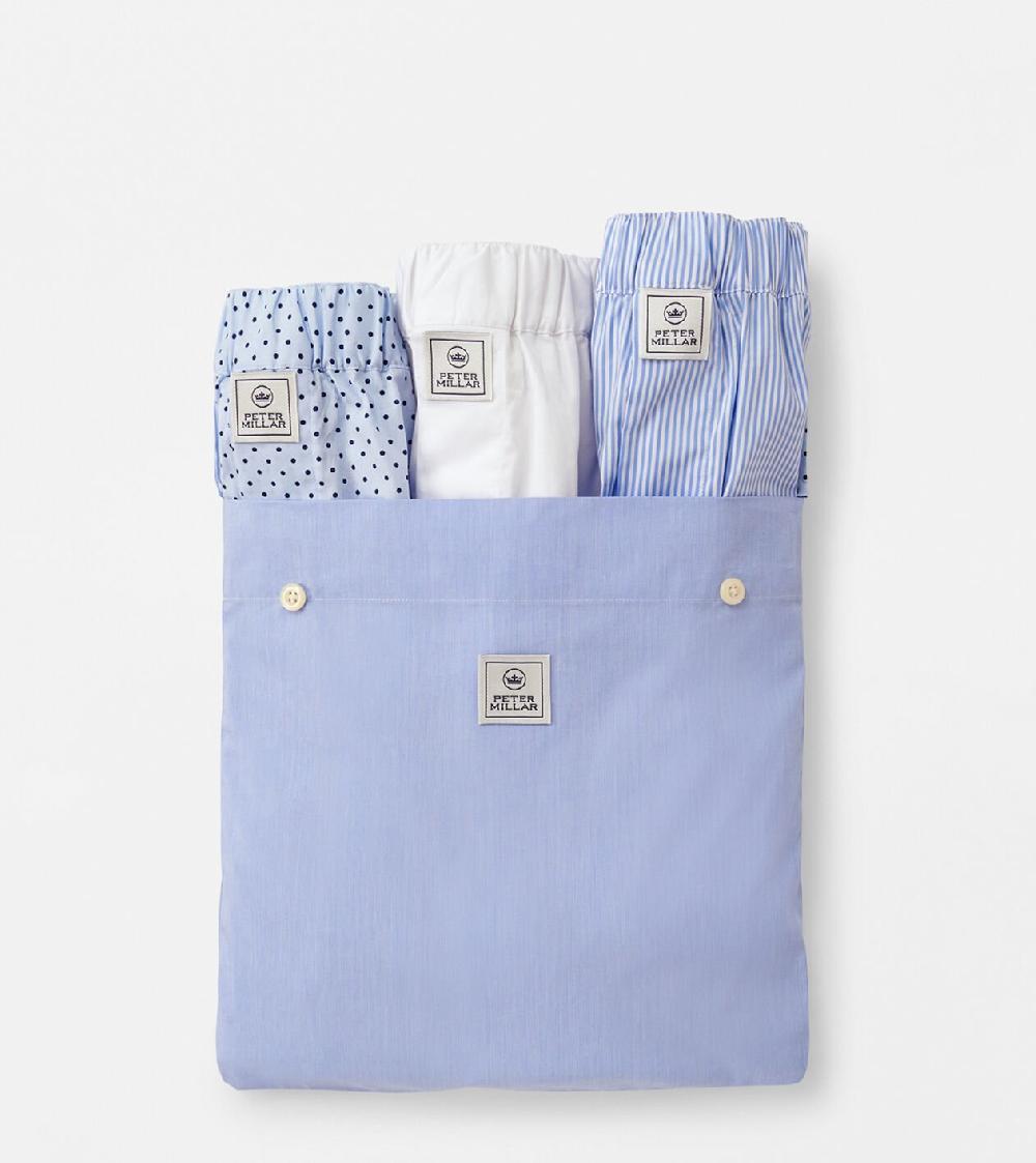 Peter Millar Dempsey Three-Pack Cotton Boxer Cottage Blue