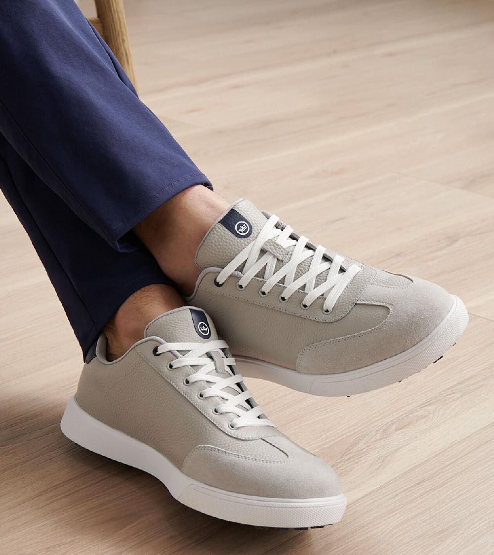 Peter Millar Drift Leather Hybrid Course Shoe WARM GREY / NAVY