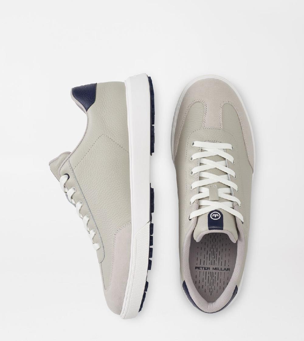 peter millar Drift Leather Hybrid Course Shoe WARM GREY / NAVY