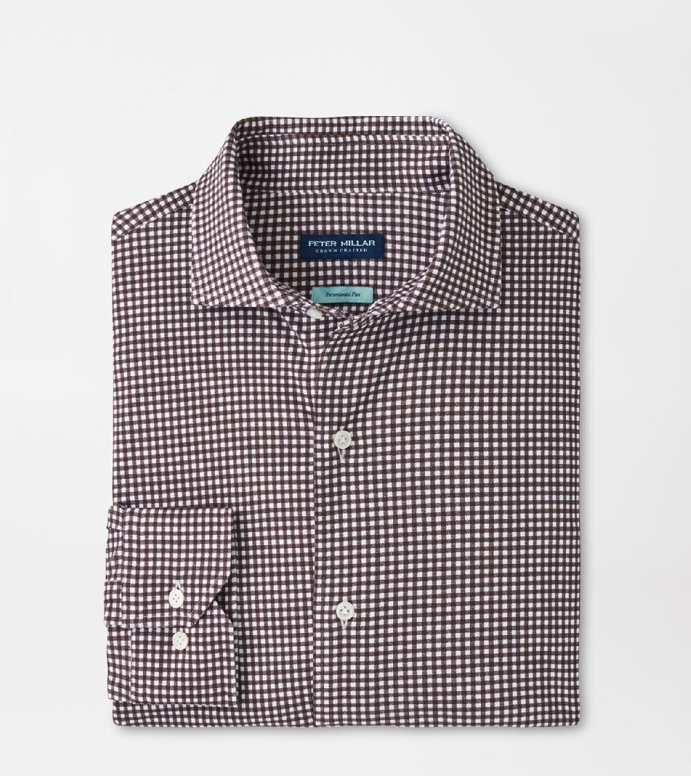 peter millar Excursionist Flex Gingham Sport Shirt Antique Walnut