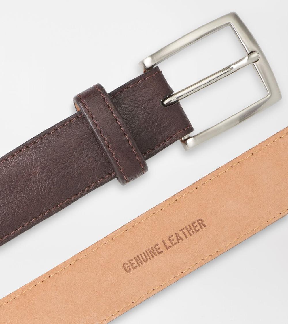 Peter Millar Excursionist Milled Leather Belt Chocolate