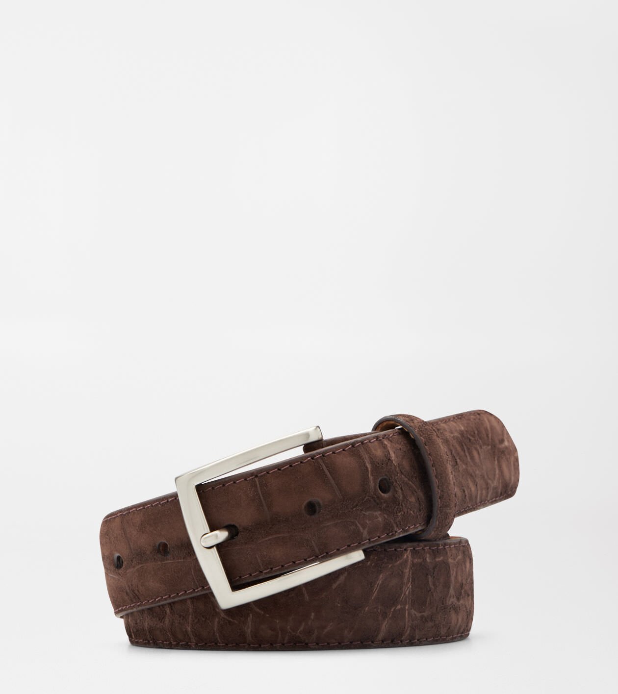 peter millar Excursionist Nubuck Alligator Belt Chocolate