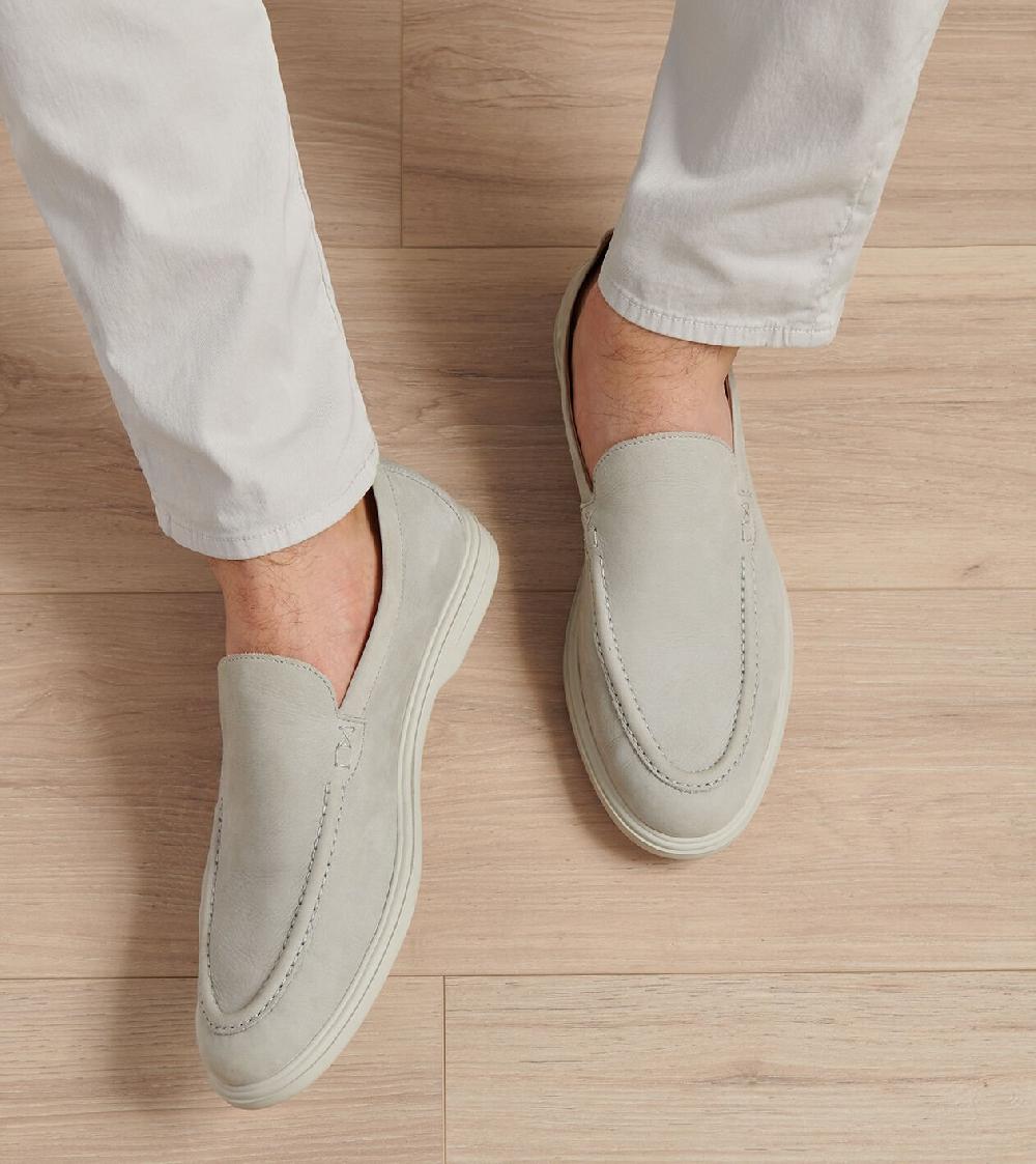 Peter Millar Excursionist Nubuck Venetian Loafer Pearl Grey