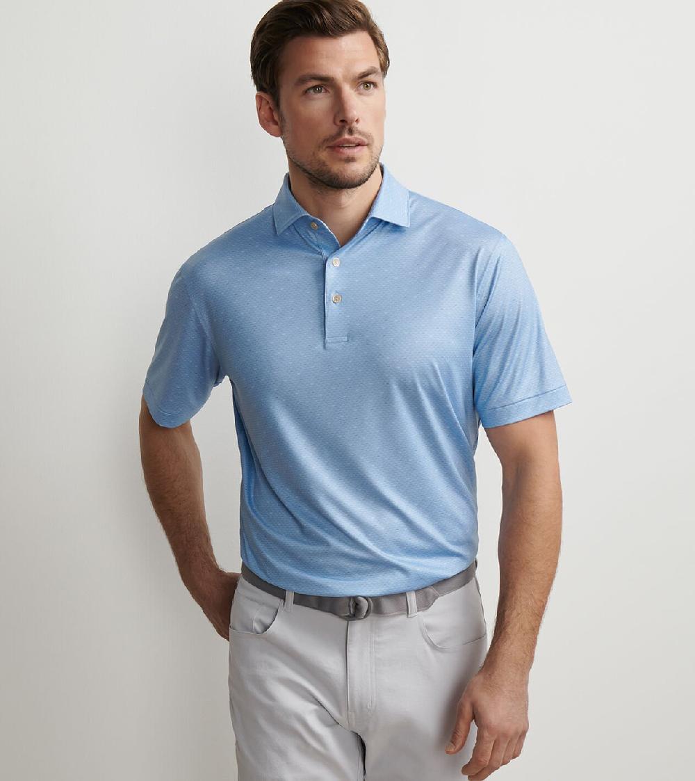 Peter Millar Fall Football Performance Jersey Polo Cottage Blue