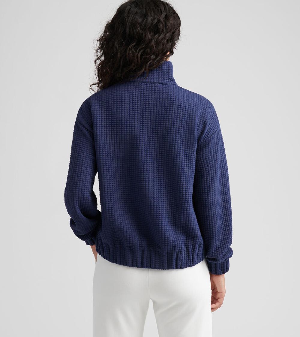 Peter Millar Flora Knit Jacquard Full-Zip Layer Navy