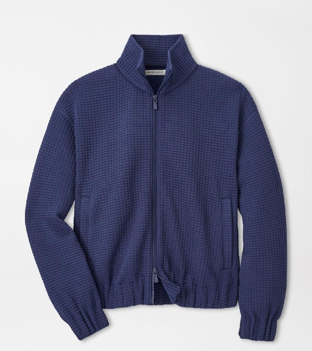 peter millar Flora Knit Jacquard Full-Zip Layer Navy