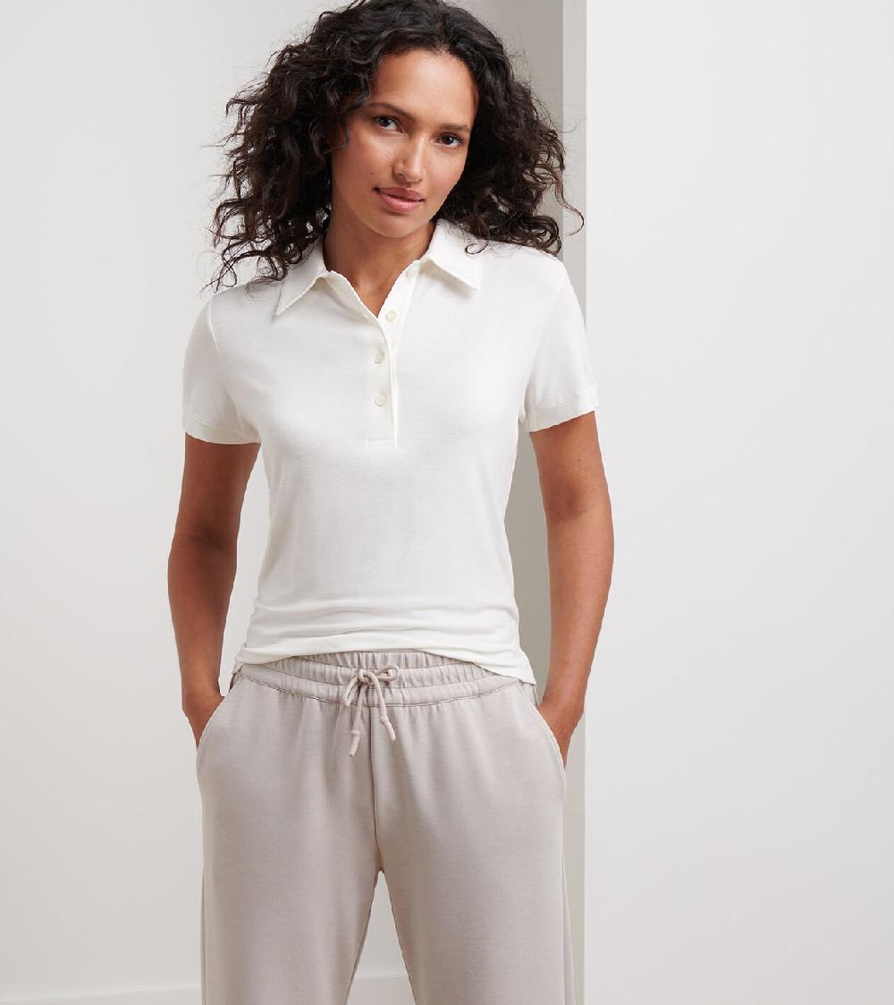 Peter Millar Flora Knit Jersey Collared Short-Sleeve SOFT WHITE