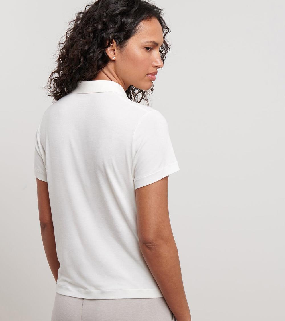 Peter Millar Flora Knit Jersey Collared Short-Sleeve SOFT WHITE