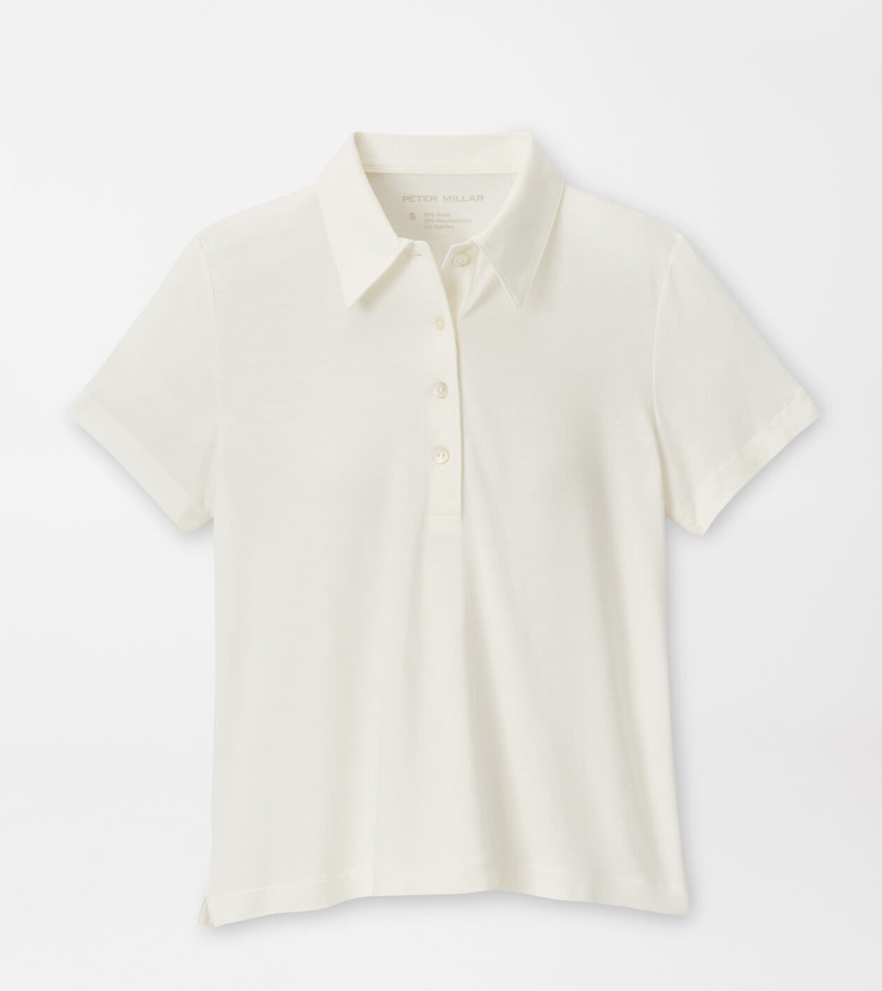 peter millar Flora Knit Jersey Collared Short-Sleeve SOFT WHITE