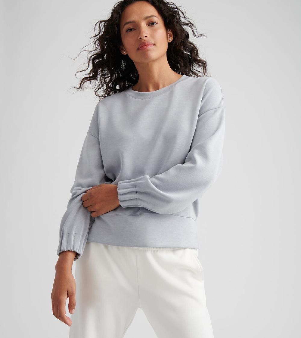 Peter Millar Flora Knit Mélange Crewneck Light Grey