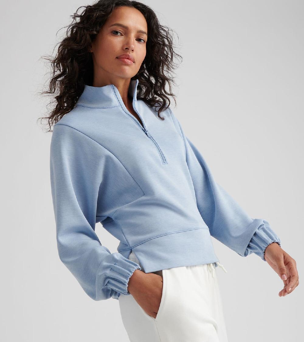 Peter Millar Flora Knit Mélange Half-Zip Pullover Vintage Indigo