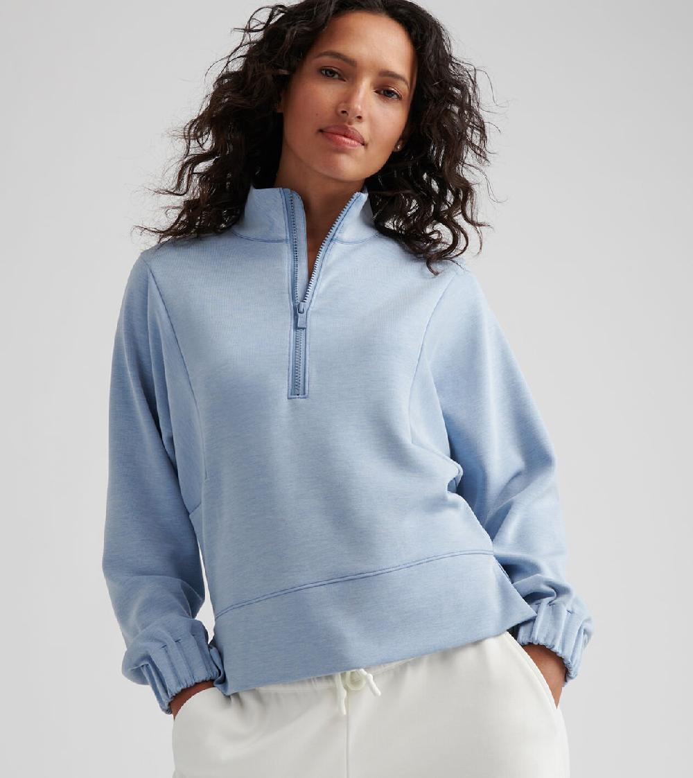 Peter Millar Flora Knit Mélange Half-Zip Pullover Vintage Indigo