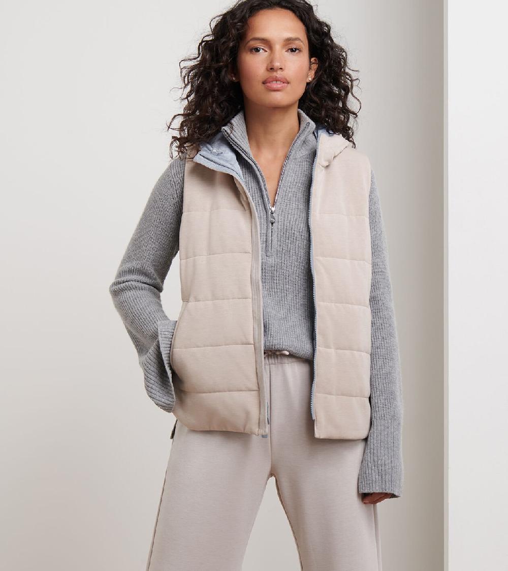 Peter Millar Flora Reversible Vest With Hood PEBBLE/LIGHT GREY