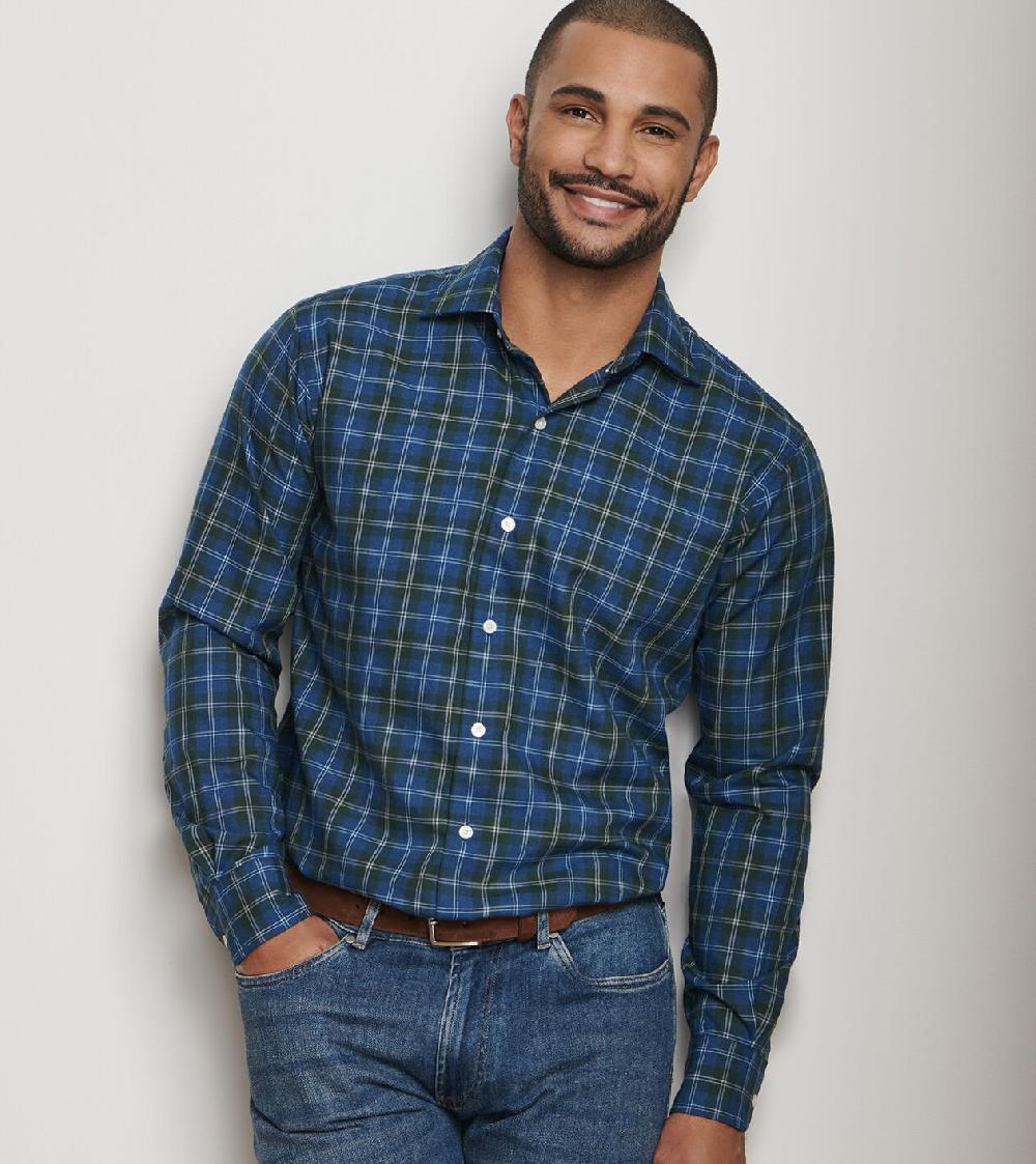 Peter Millar Frasier Performance Flannel Sport Shirt BLUE HAZE