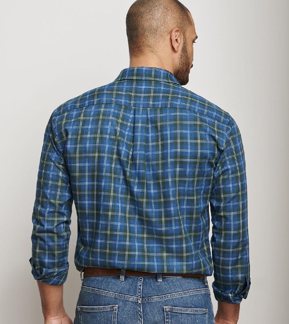 Peter Millar Frasier Performance Flannel Sport Shirt BLUE HAZE
