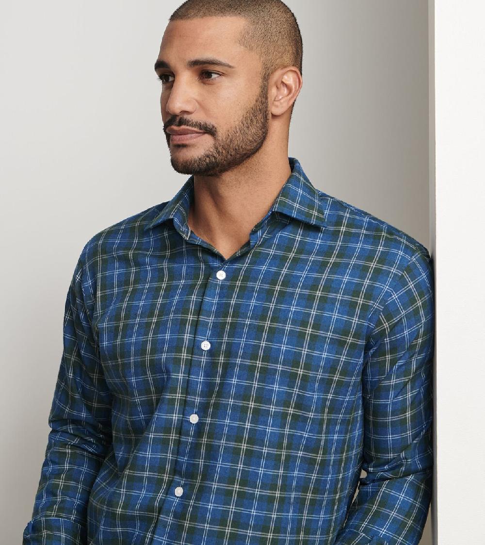 Peter Millar Frasier Performance Flannel Sport Shirt BLUE HAZE
