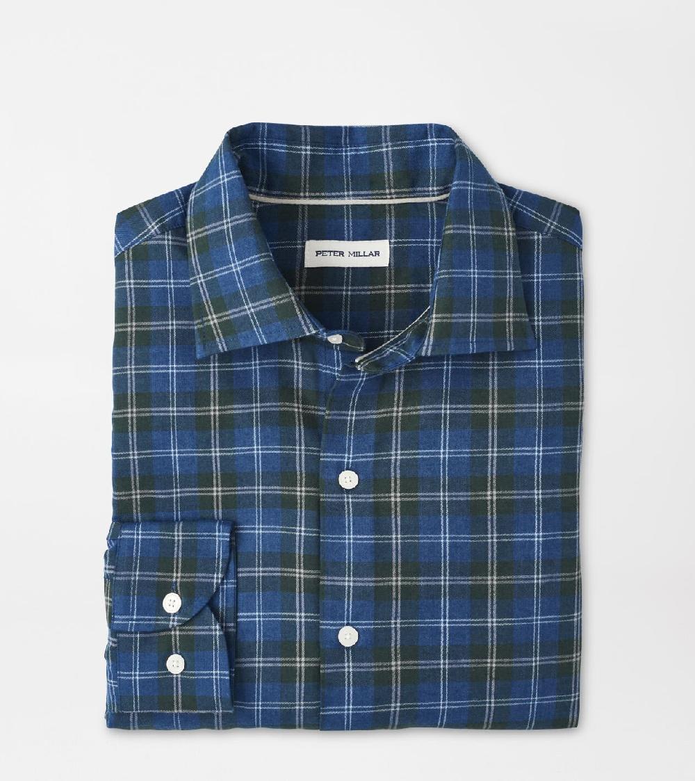 peter millar Frasier Performance Flannel Sport Shirt BLUE HAZE