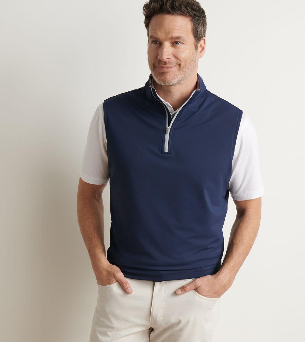 Peter Millar Galway Stretch Loop Terry Quarter-Zip Vest Navy