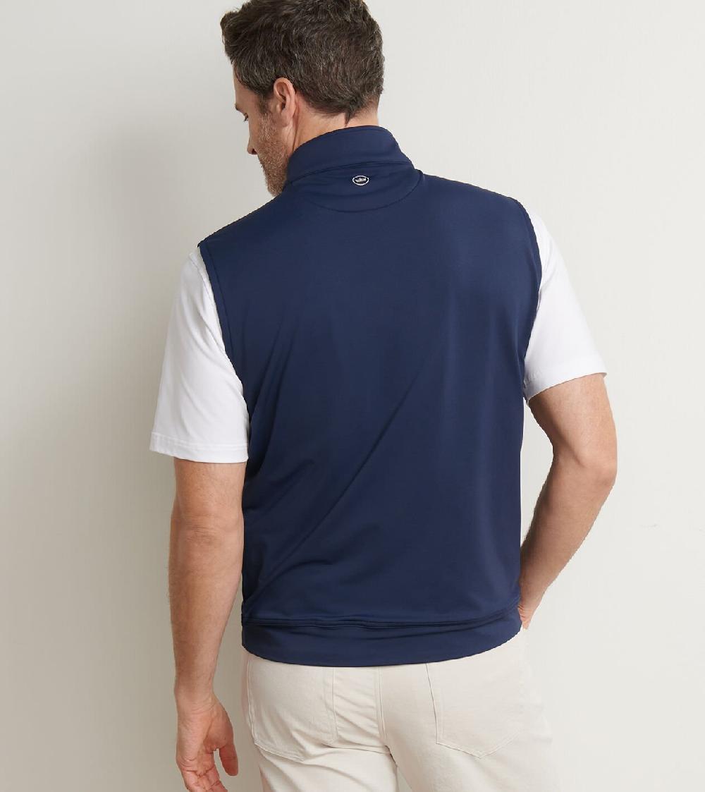 Peter Millar Galway Stretch Loop Terry Quarter-Zip Vest Navy