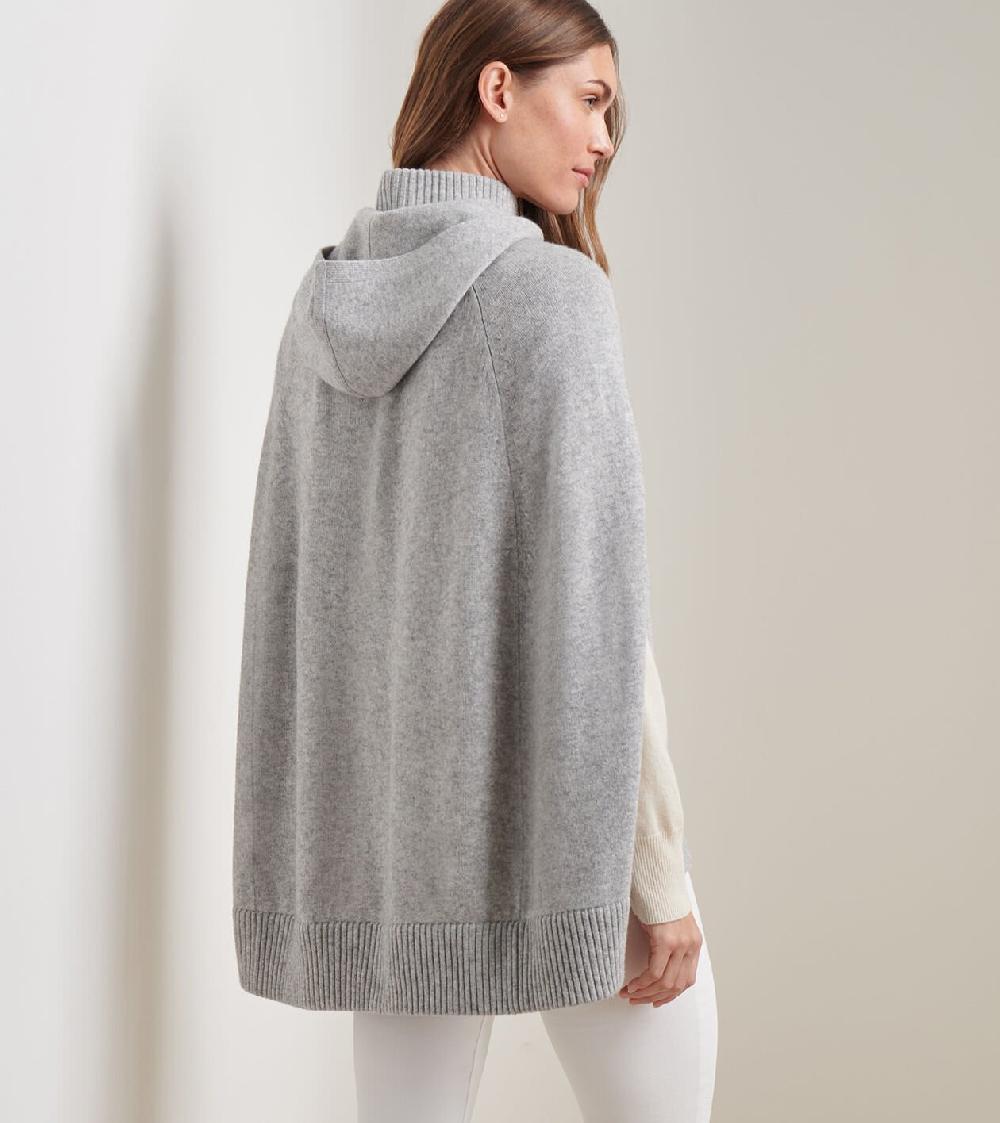 Peter Millar Gwyneth Zip Front Hooded Capelet Light Grey