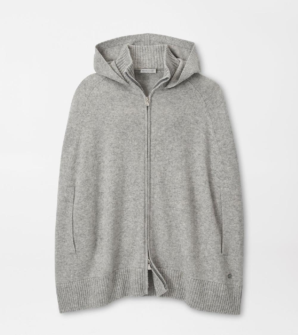 peter millar Gwyneth Zip Front Hooded Capelet Light Grey